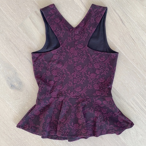 Purple Peplum top with embroidered flower design - Picture 3 of 3